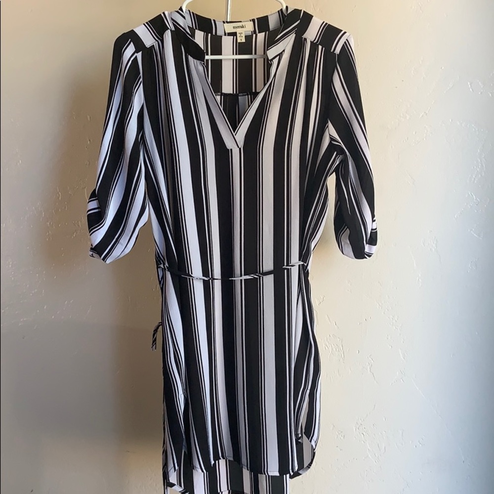 Meraki S white/black striped dress